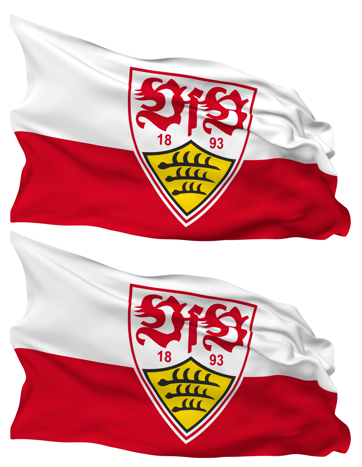 VfB Stuttgart, Fahnen, Wappen, Rot-Weiß, Schwarzer Hintergrund, QHD+ Wallpaper