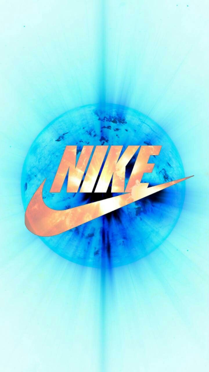 Nike, Logo, Lichtstrahlen, Hellblau, Orange, HD, Handy-Hintergrund im Hochformat