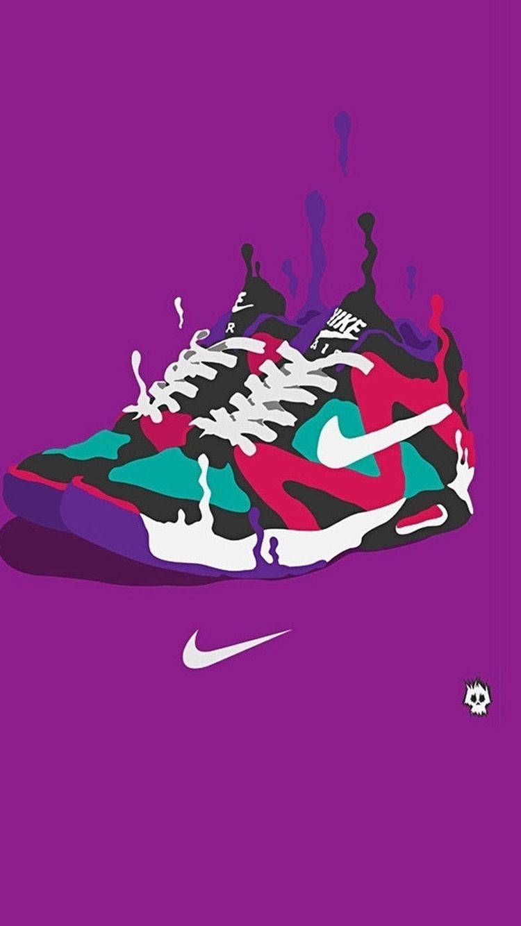 Nike, Sneaker, Illustration, Lila, Bunt, HD, Sperrbildschirm fürs iPhone