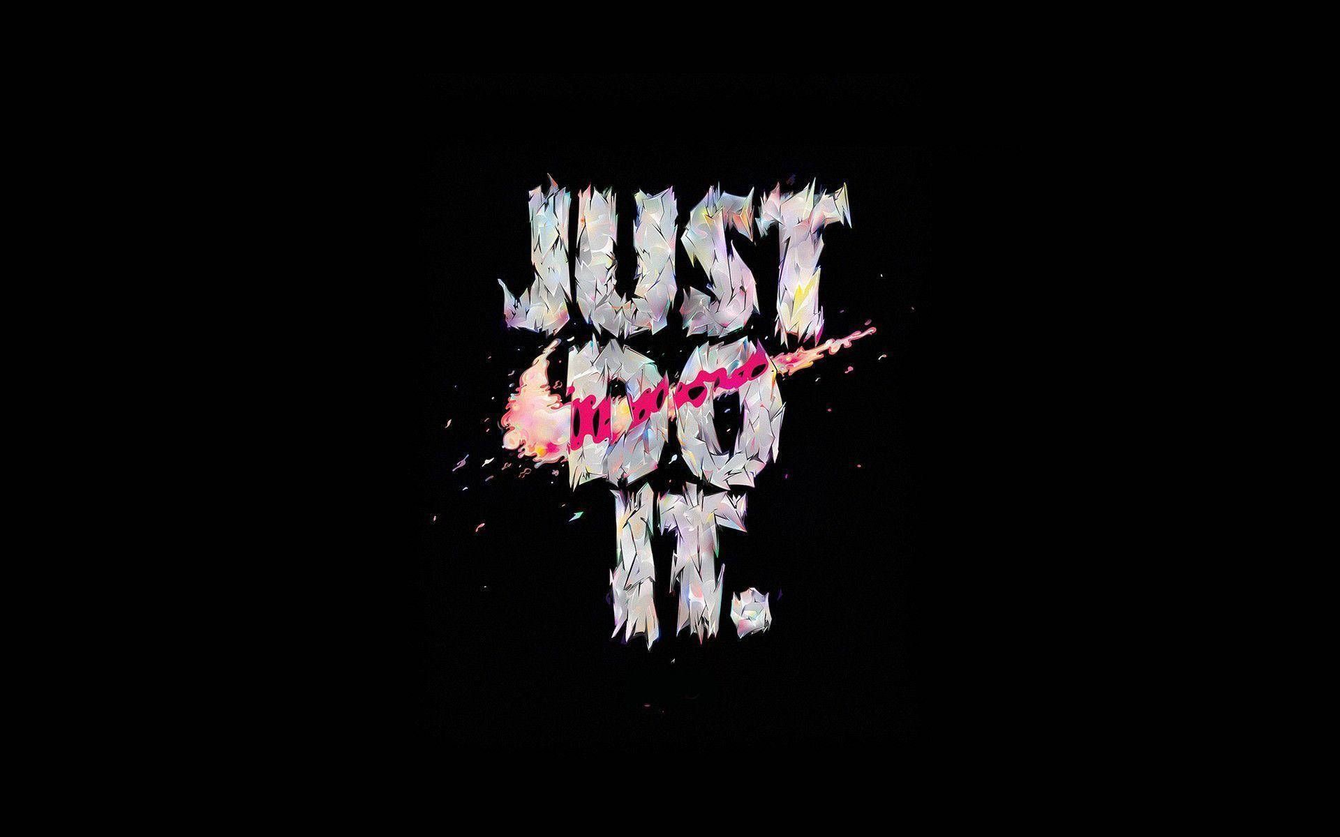 Just Do It, Nike, Swoosh, Blumen, Schwarzer Hintergrund, Full HD Wallpaper