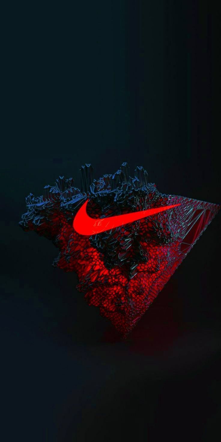 Nike, Swoosh, 3D, Rot, Dunkel, HD, Hintergrundbild fürs Handy