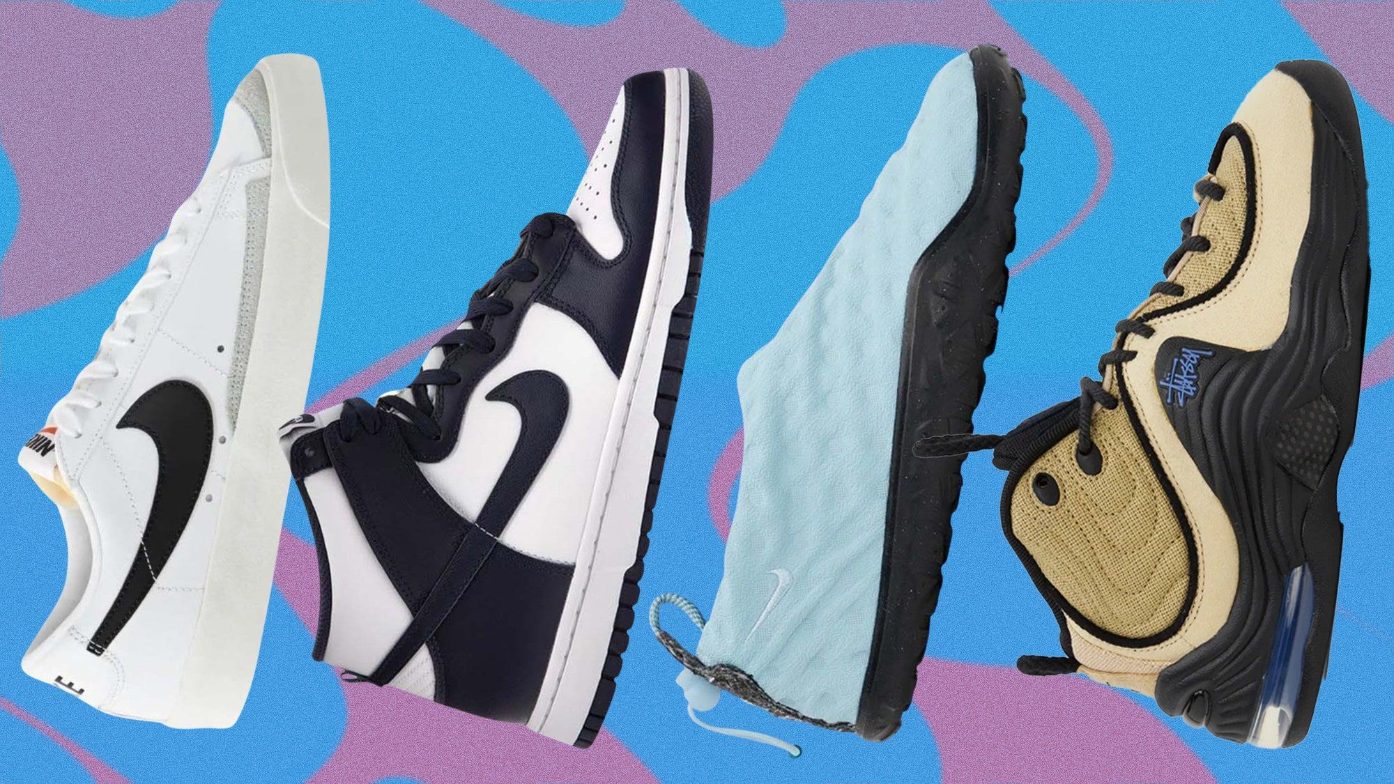 Nike, Sneaker, Kollektion, Blau, Lila, 16:9, Full-HD-Hintergrundbild für den Desktop