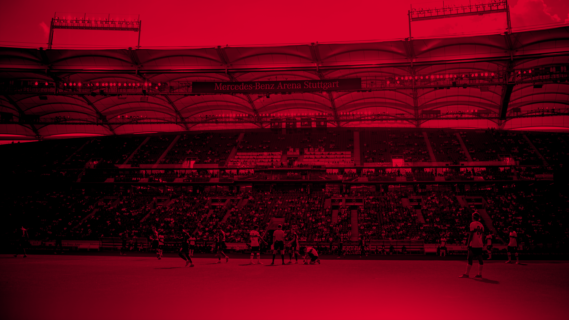 MHPArena, VfB Stuttgart, Tribüne, Rotfilter, Stadion, 16:9, Full-HD-Hintergrundbild für den Desktop