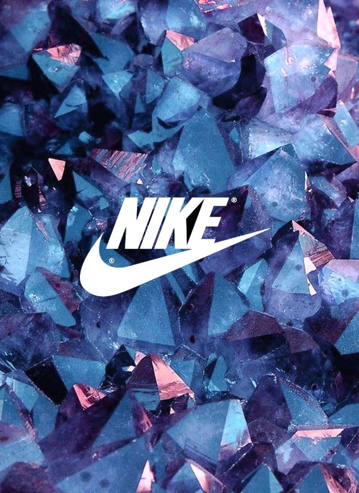 Nike, Logo, Kristalle, Lila, Blau, Full HD, iPad-Hintergrundbild