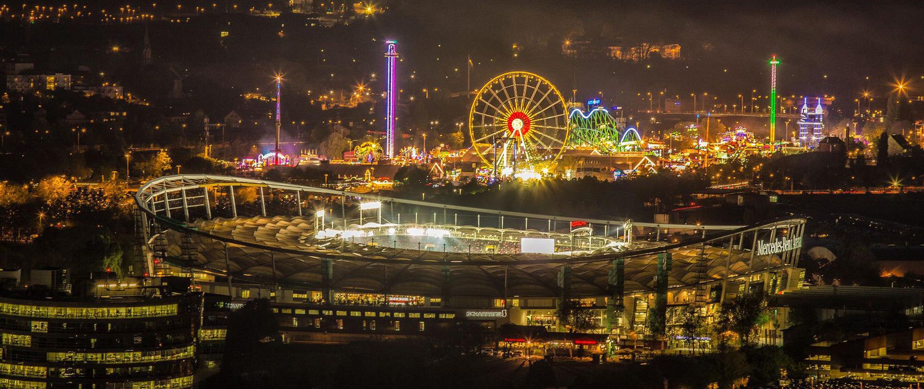 MHPArena, Cannstatter Wasen, Volksfest, Riesenrad, Nacht, Stuttgart, HD, Laptop-Hintergrundbild