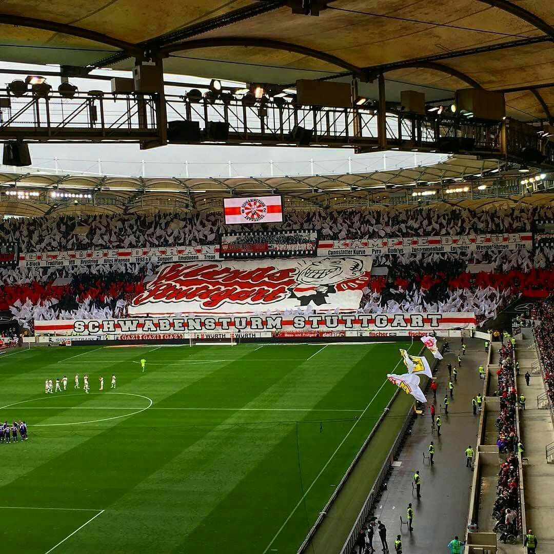 MHPArena, VfB Stuttgart, Fankurve, Choreo, Stadion, Rasen, Hintergrundbild fürs iPad