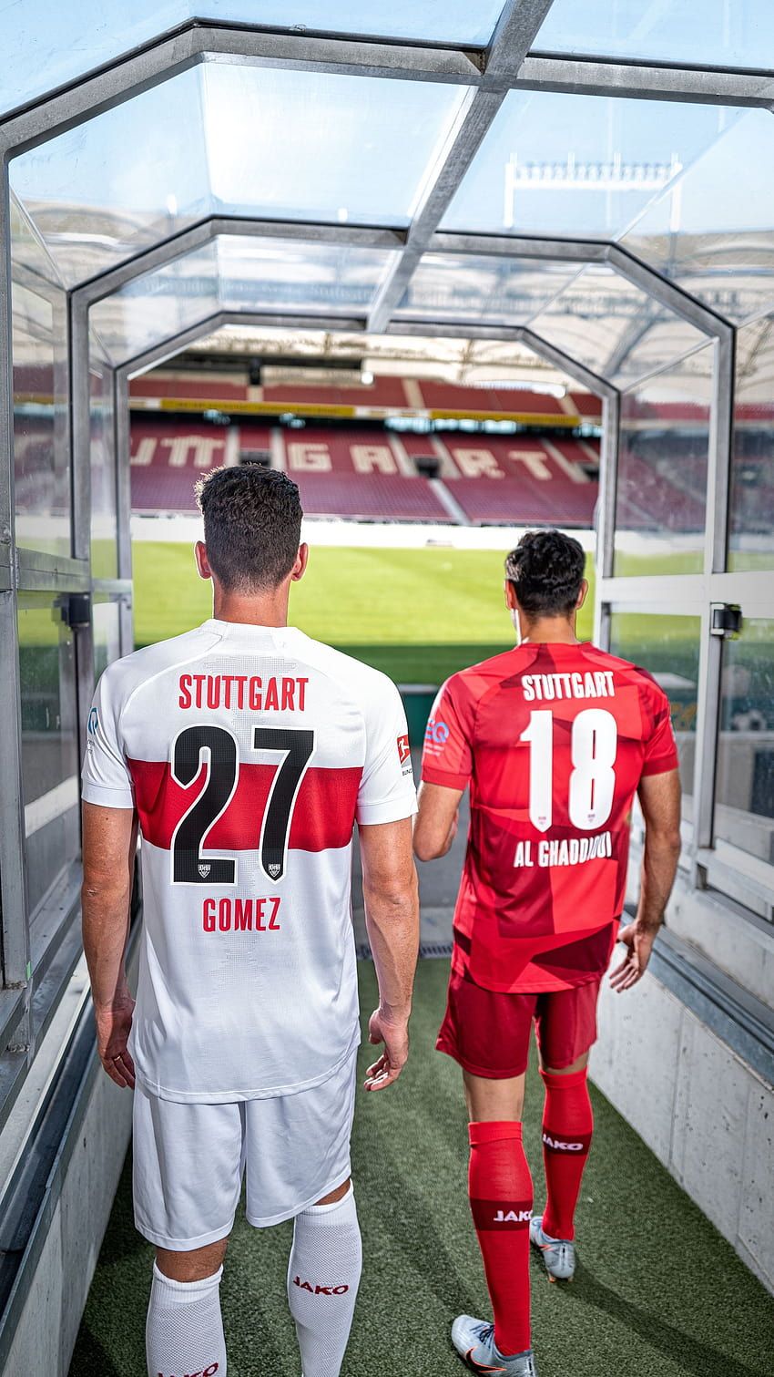 VfB Stuttgart, Fußballspieler, Spielertunnel, Rückansicht, Trikot, Sperrbildschirm fürs iPhone