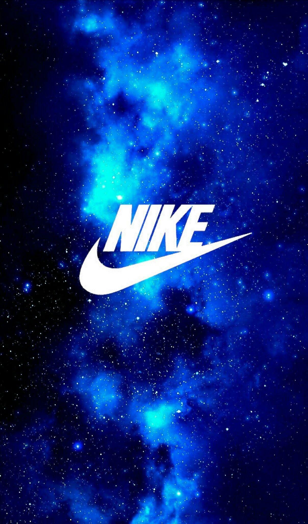 Nike, Logo, Galaxie, Blau, Sterne, Full HD, Hintergrundbild fürs Handy