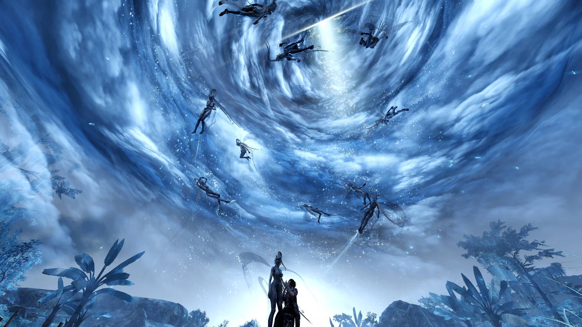 Final Fantasy XV, Wolkenwirbel, Sturm, Himmel, Fantasy-Landschaft, Full HD, Breitbild-Hintergrundbild