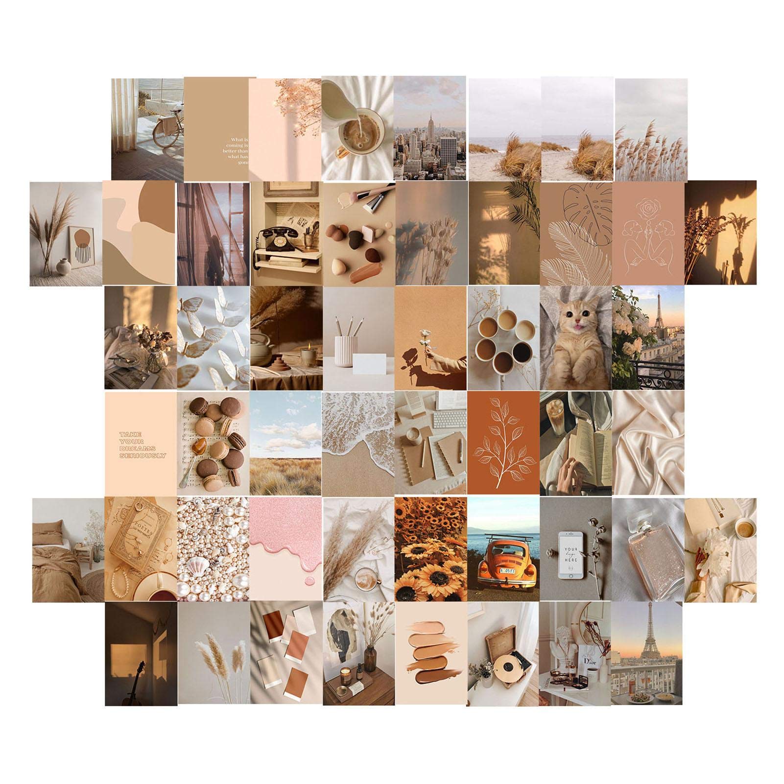 Collage, Beige Töne, Ästhetik, Herzform, Gemütlich, HD, Hintergrundbild fürs Tablet