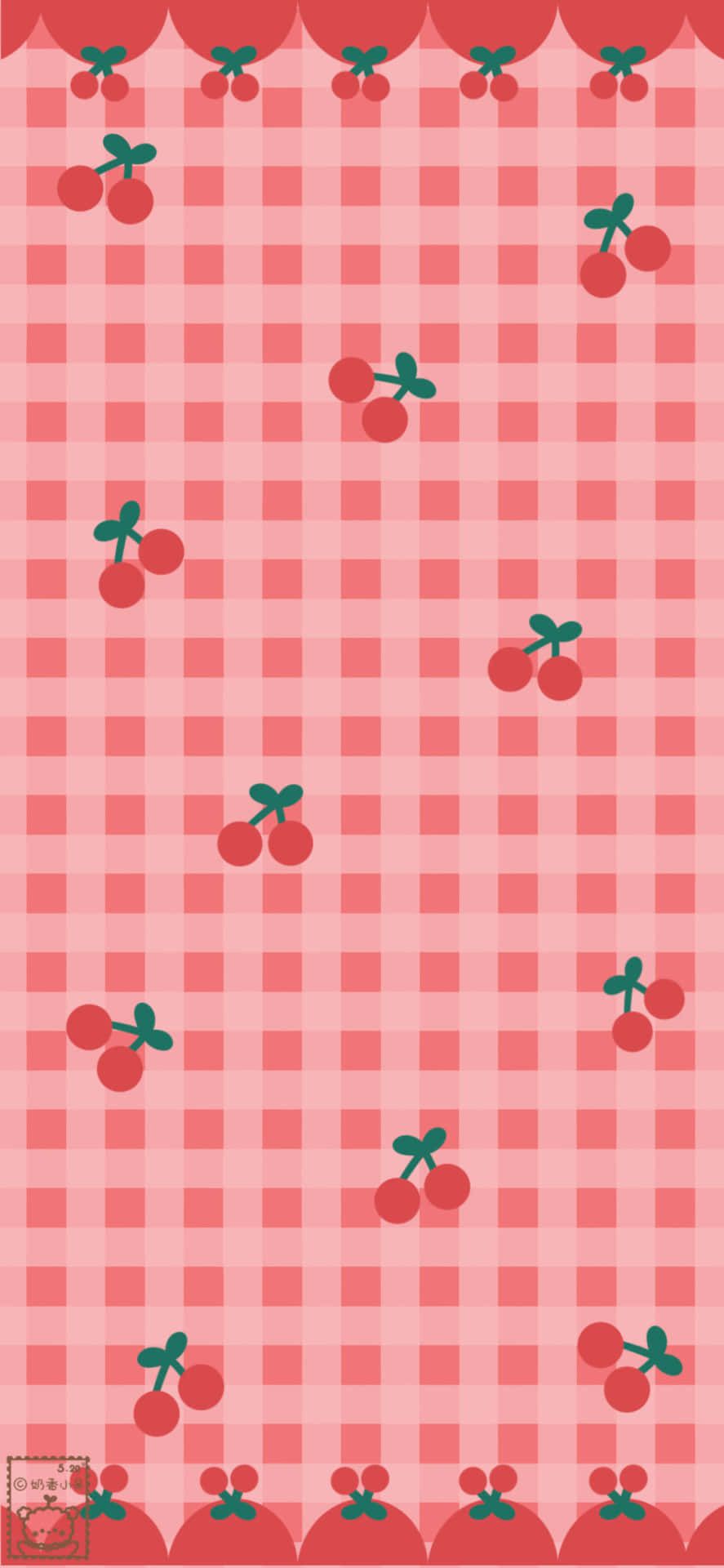 Vichy-Karo, Kirschen, Muster, Rosa und Rot, Niedlich, HD, Sperrbildschirm fürs iPhone