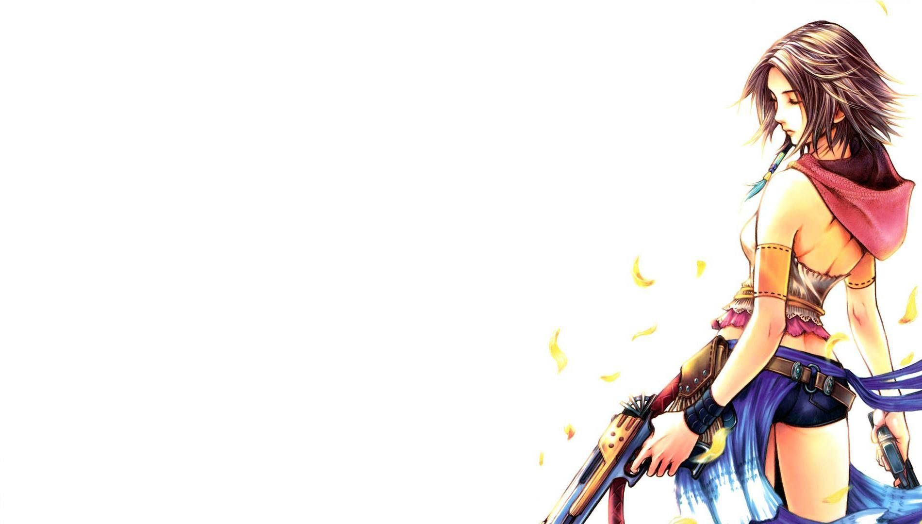 Yuna, Final Fantasy X-2, Pistolen, Weißer Hintergrund, Kriegerin, HD Wallpaper