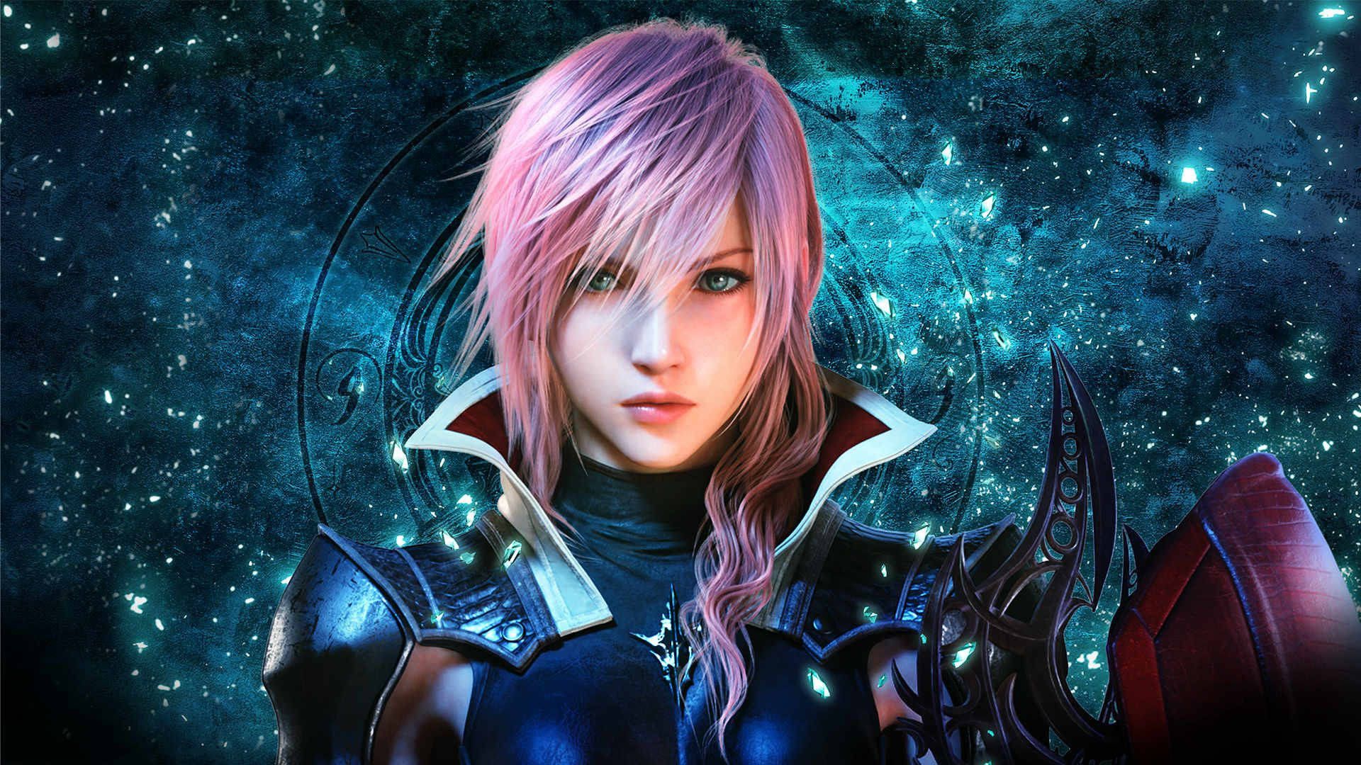 Lightning, Final Fantasy XIII, Rosa Haare, Sternenhimmel, Porträt, Full-HD-Hintergrundbild für PC