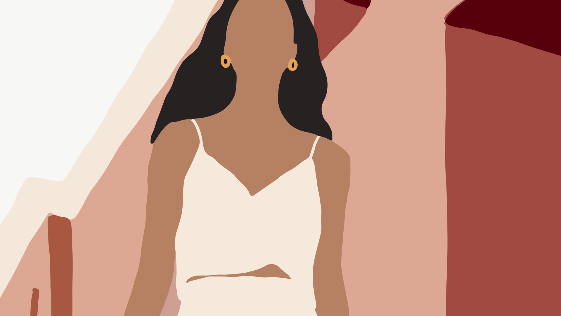 Frau, Illustration, Flache Grafik, Erdtöne, Ohrringe, Full HD, Desktop-Hintergrund für Windows