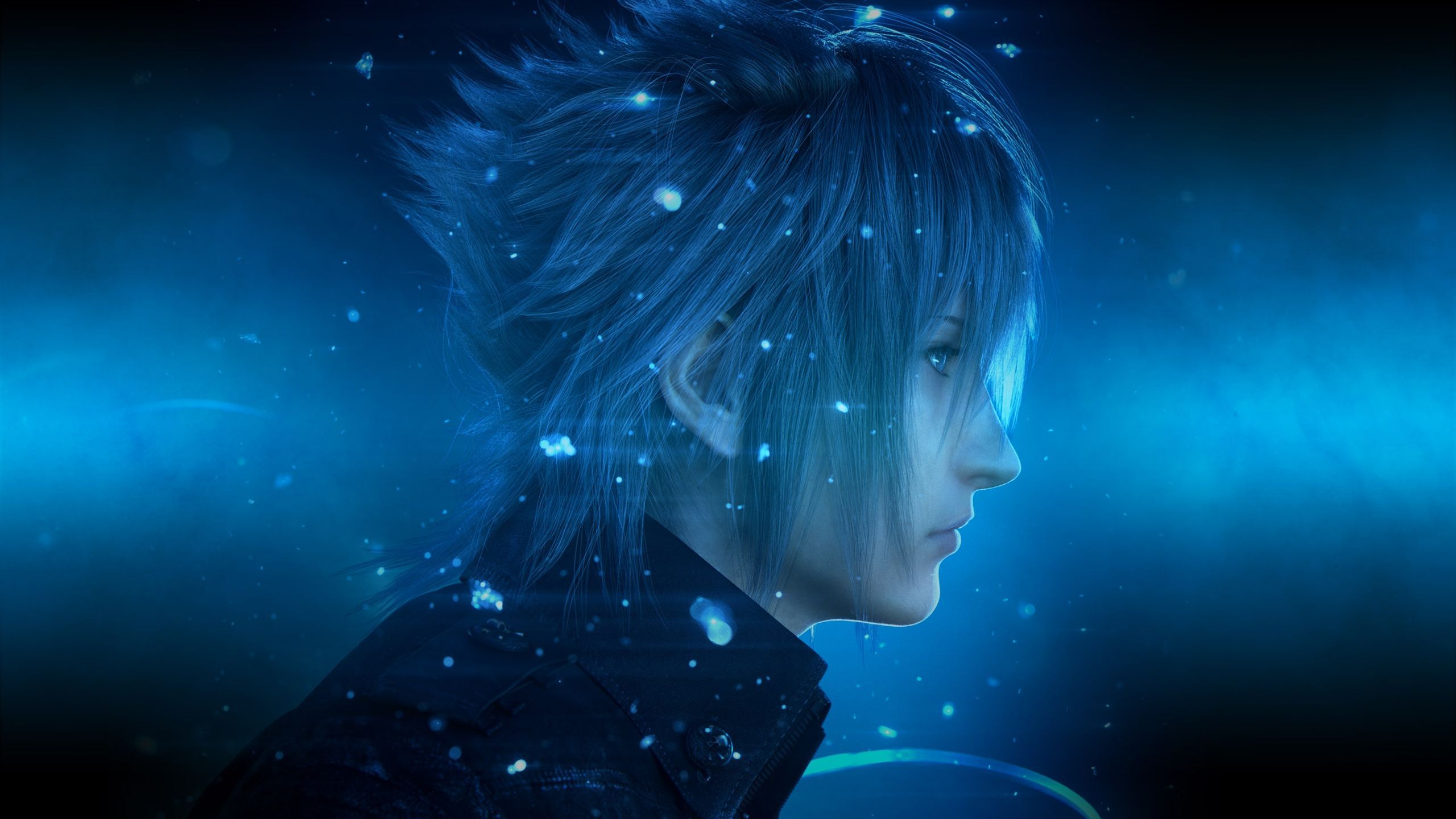 Noctis Lucis Caelum, Final Fantasy XV, Profil, Blau, Partikel, 2K, Windows-Hintergrundbild