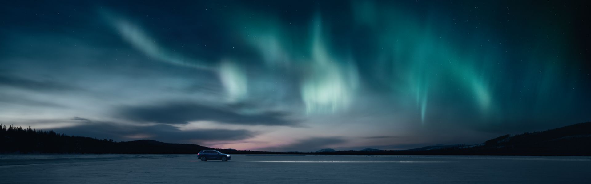 Aurora borealis, See, Panorama, Türkis, Nacht, Hintergrund