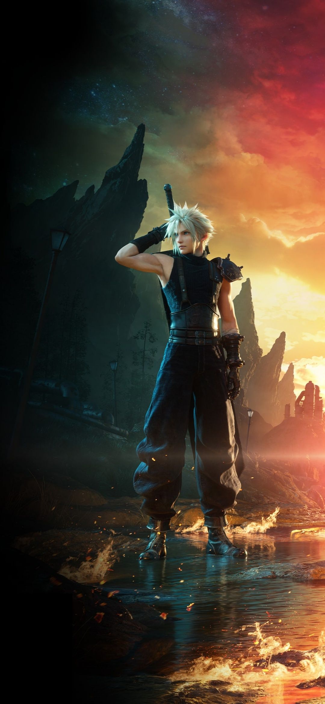 Sephiroth, Final Fantasy VII, Flammen, Dunkel, Hochformat, Full HD, Handy-Hintergrund