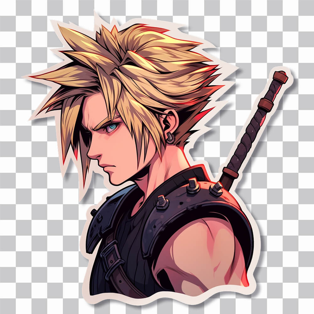 Cloud Strife, Final Fantasy VII, Sticker, Anime-Stil, Porträt, Hintergrundbild fürs Tablet