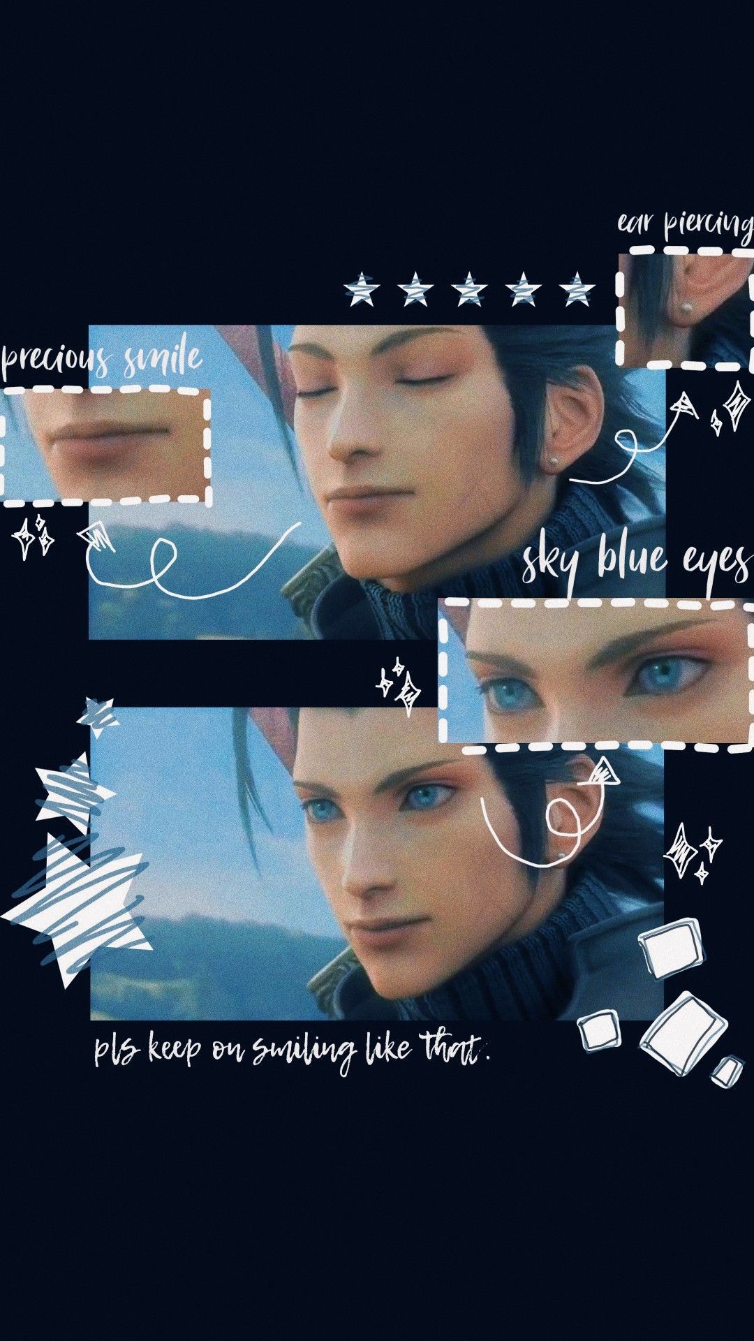 Cloud Strife, Final Fantasy VII, Collage, Dunkelblau, Ästhetik, 1080x1920, Handy-Hintergrund