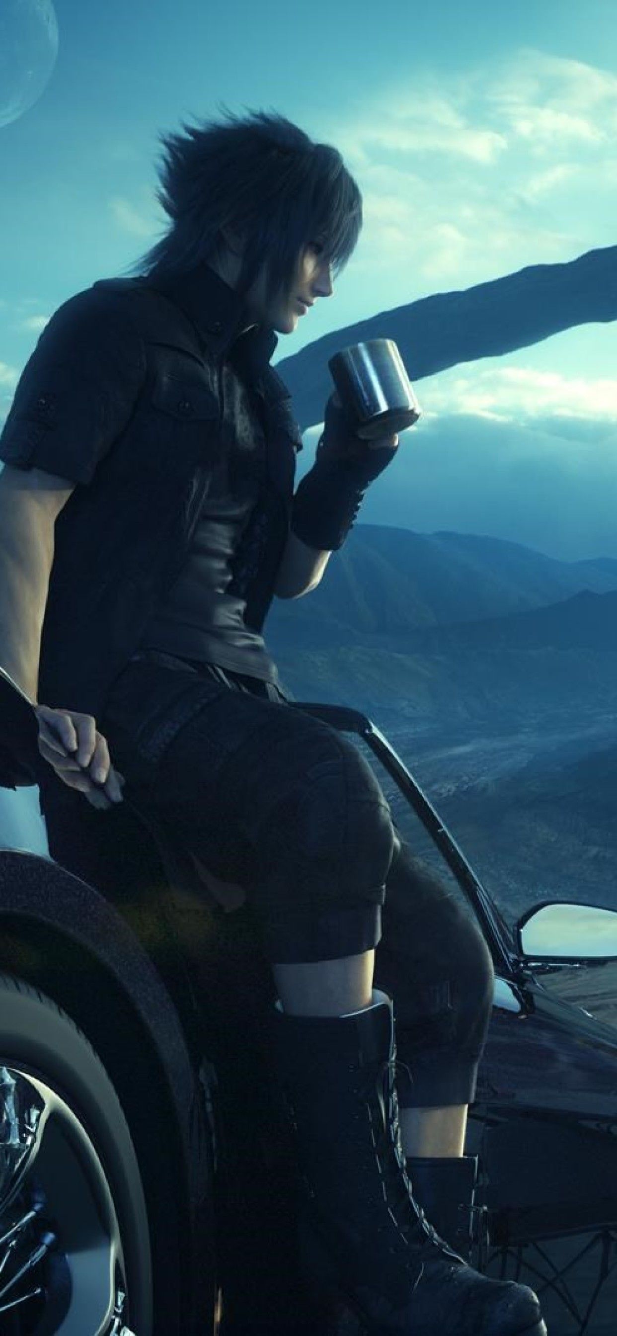 Noctis Lucis Caelum, Final Fantasy XV, Auto, Himmel, Hochformat, 1242x2688, Handy-Hintergrund