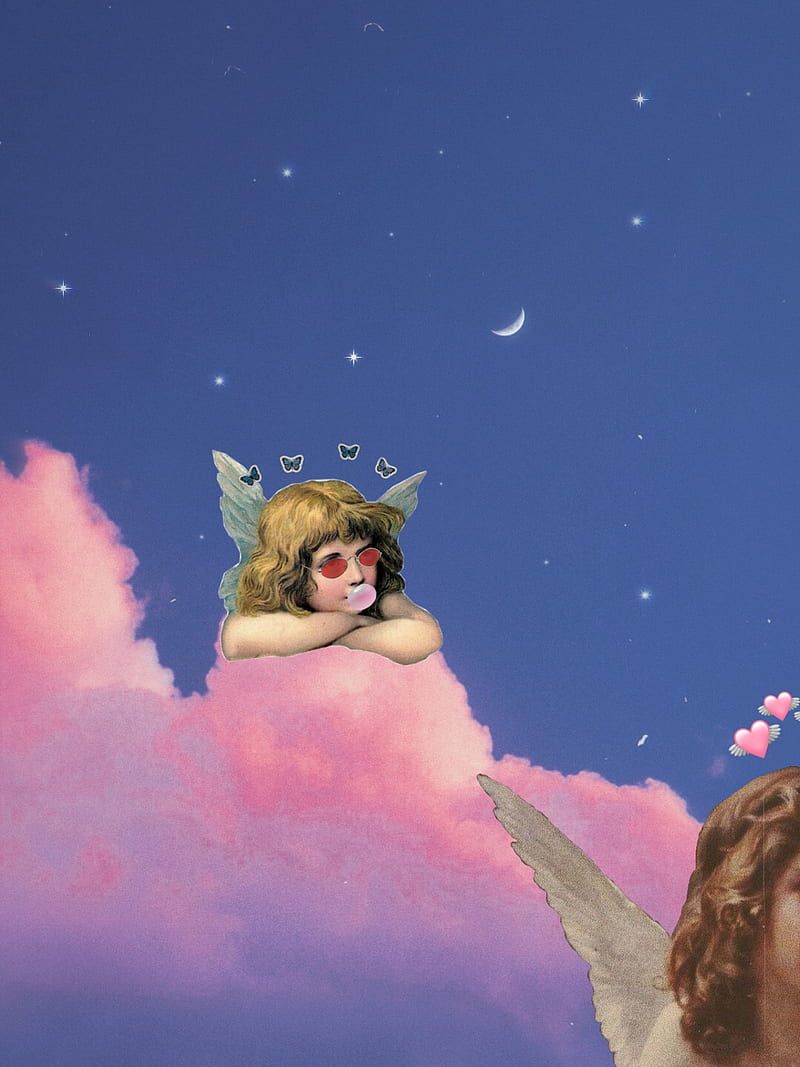Final Fantasy, Rosa Wolken, Mondsichel, Pastell, Verträumt, HD, iPad-Hintergrundbild