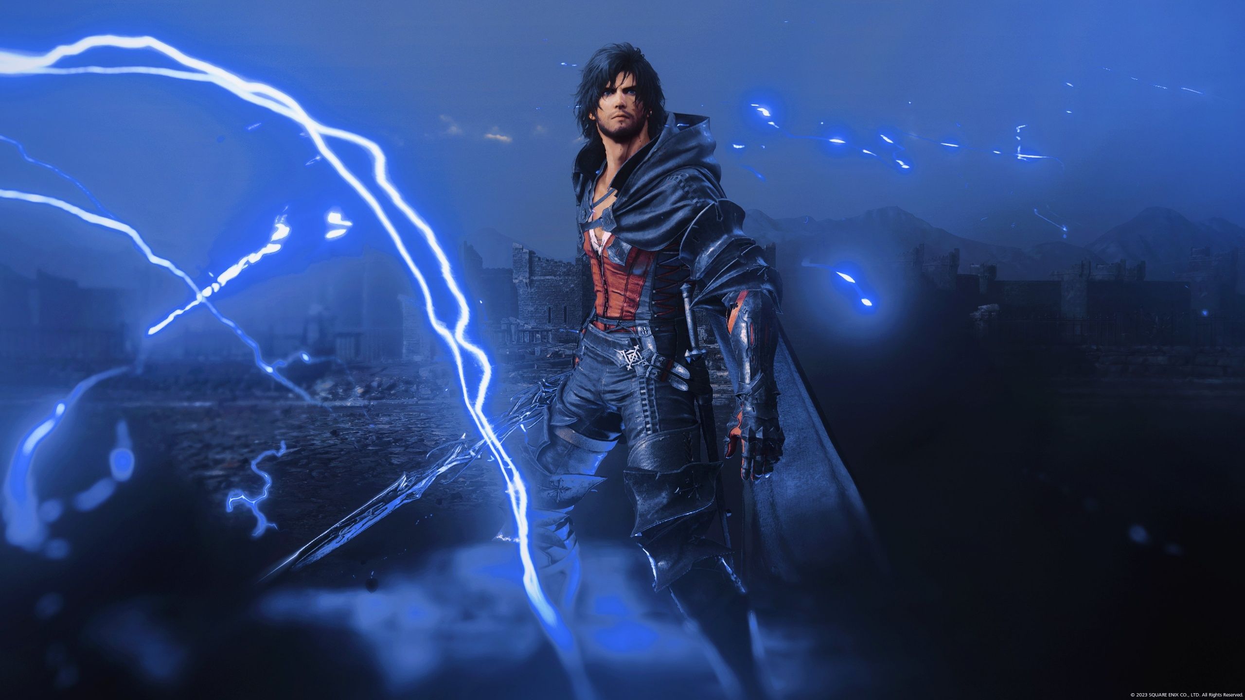 Clive Rosfield, Final Fantasy XVI, Blitze, Blau, Ruinen, 2K-Hintergrundbild für PC