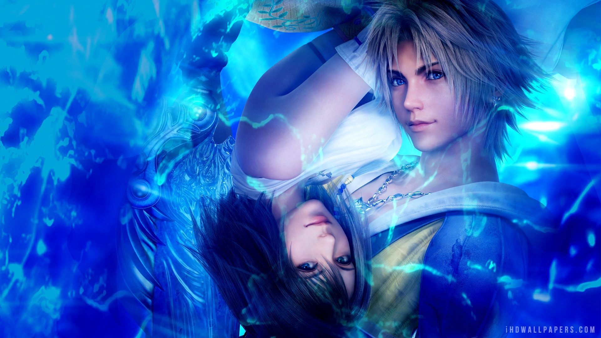 Tidus, Yuna, Final Fantasy X, Unter Wasser, Blau, 16:9, Full-HD-Hintergrundbild für den Desktop