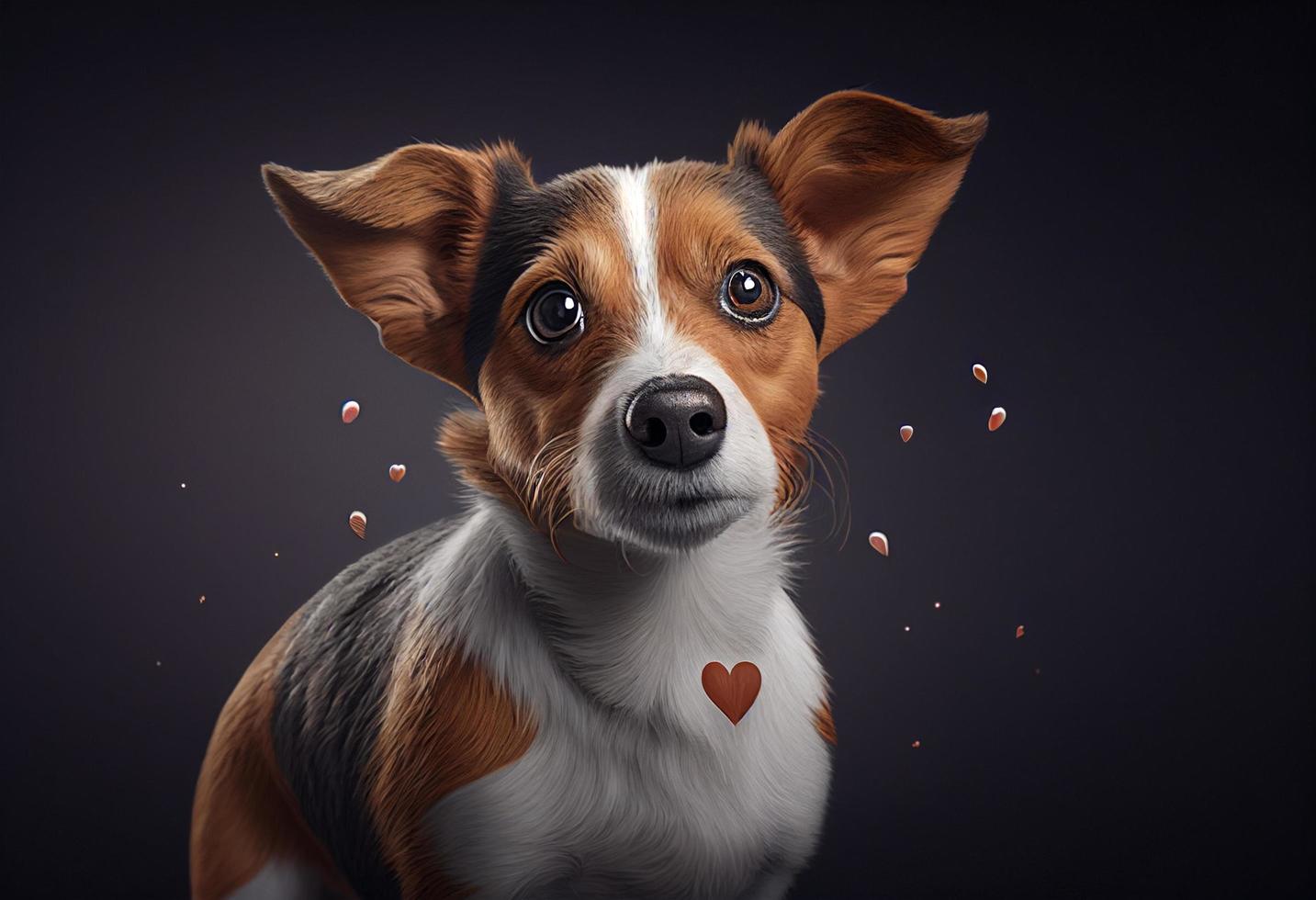 Jack Russell Terrier, Herz, Digitale Kunst, Dunkler Hintergrund, Porträt, HD Wallpaper