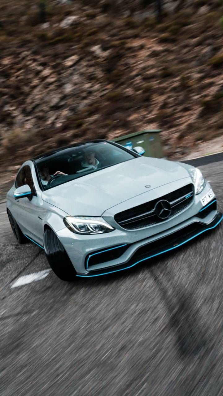 Mercedes-AMG C 63, Weiß, Bewegungsunschärfe, Sportwagen, HD, Handy-Hintergrundbild