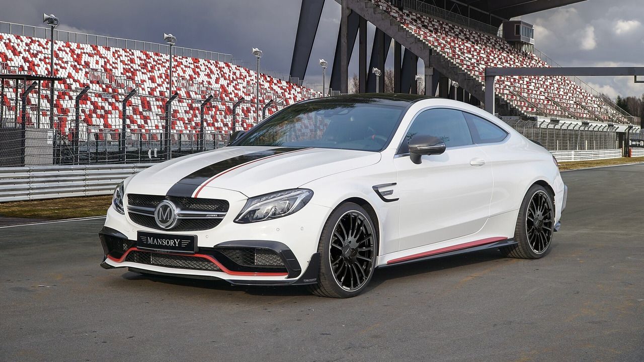Mercedes-AMG C 63 S Coupé, Weiß, Rennstreifen, Rennstrecke, Tribüne, HD, PC-Hintergrundbild