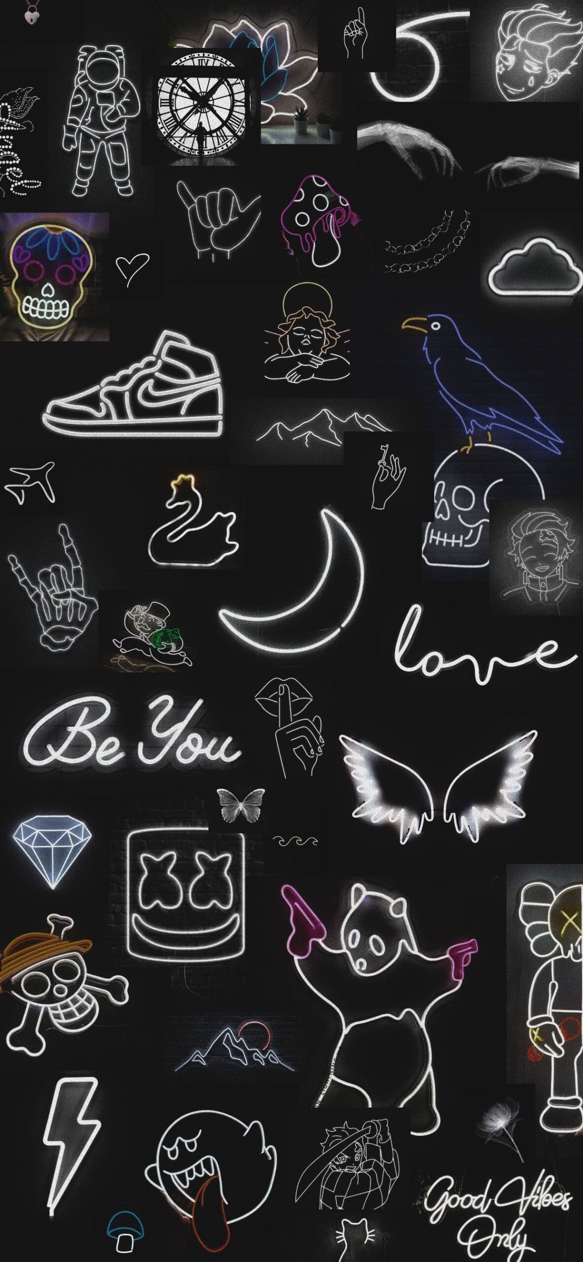 Doodles, Kreidezeichnung, Schwarzer Hintergrund, Be You, Love, Sperrbildschirm fürs iPhone
