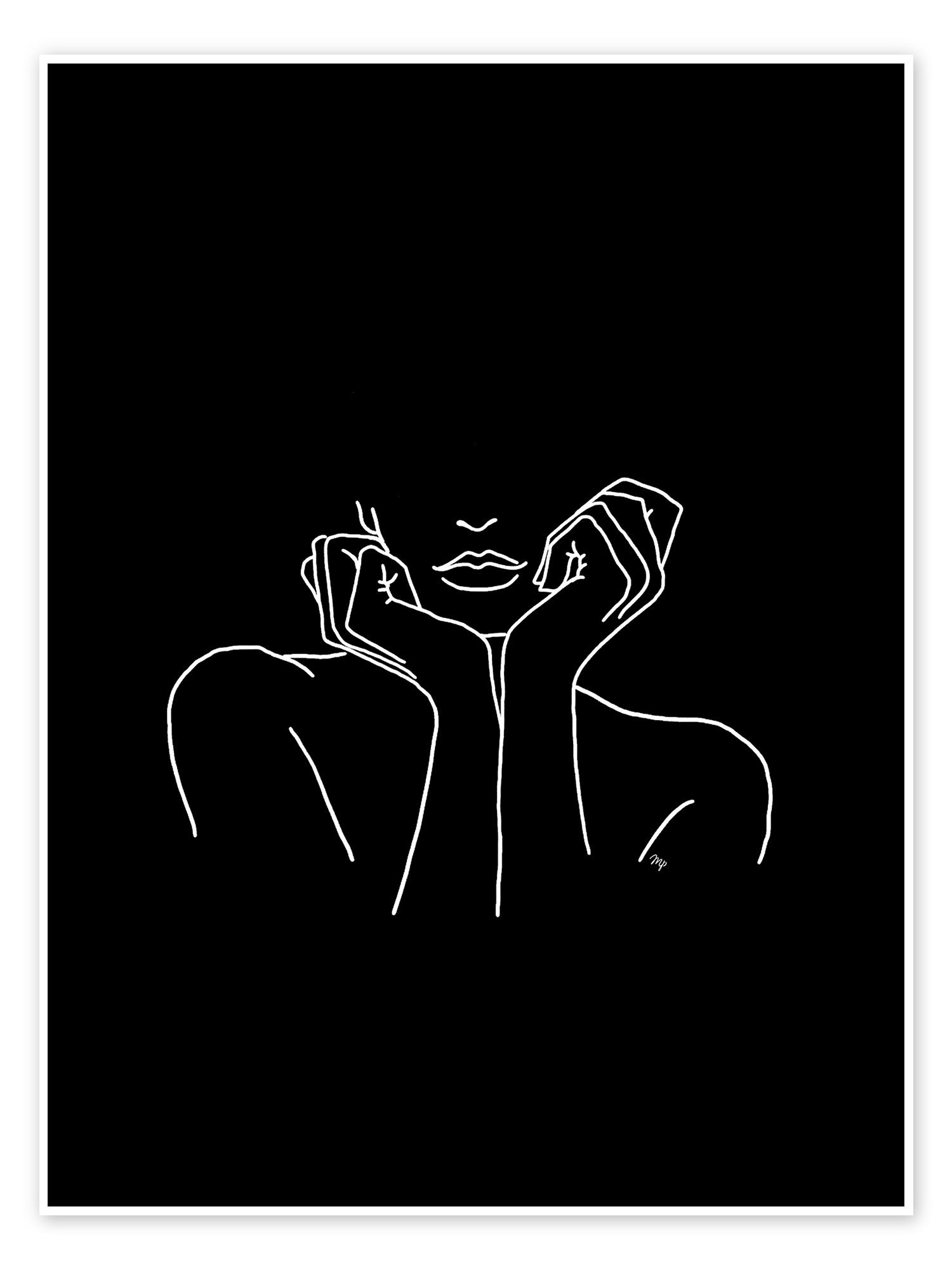 Line Art, Frau, Hände, Minimalismus, Weiße Linien, QHD+, Hintergrundbild fürs Tablet