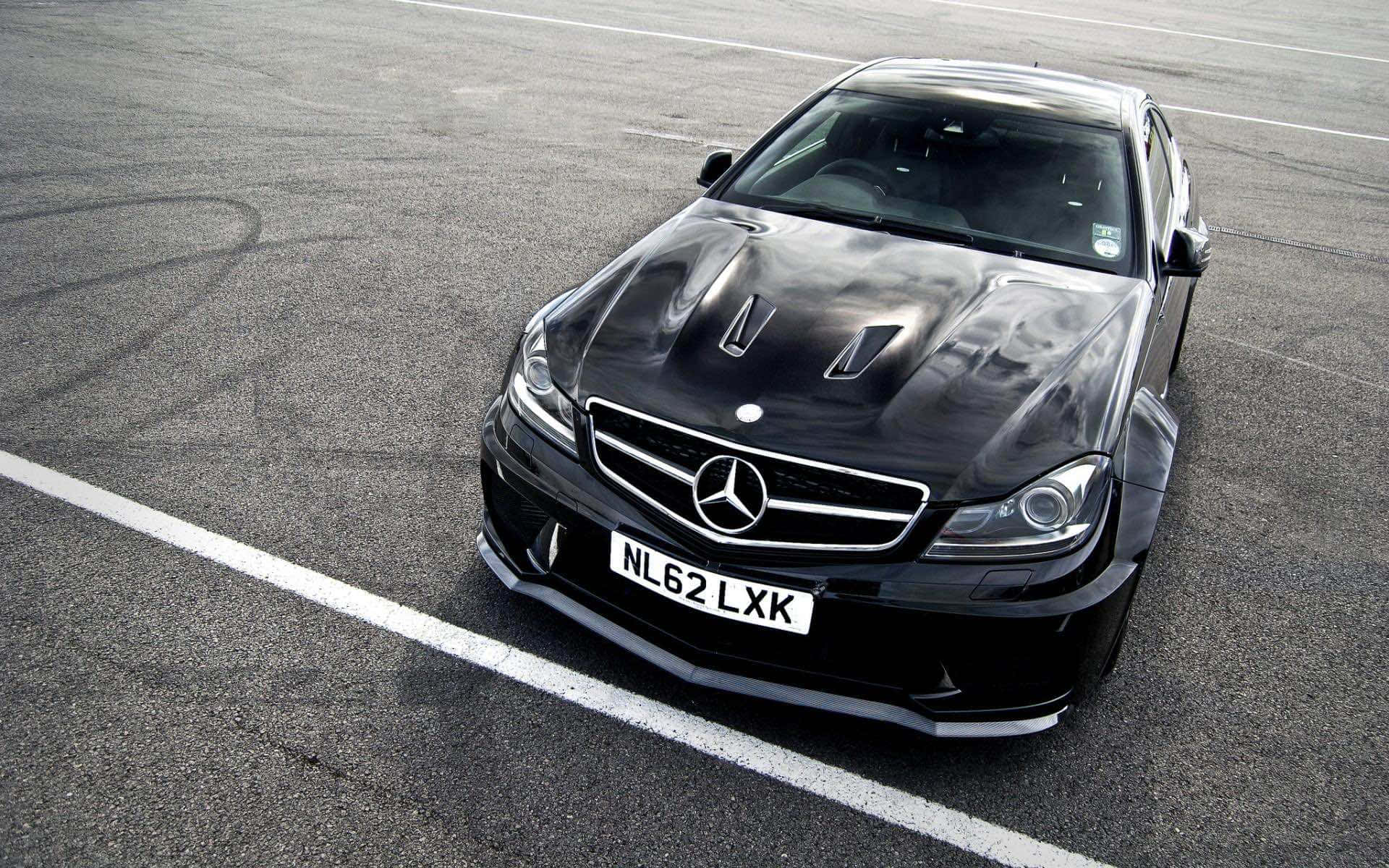 Mercedes-Benz C 63 AMG Black Series, Carbon-Motorhaube, Schwarz, Draufsicht, Full-HD-Hintergrundbild