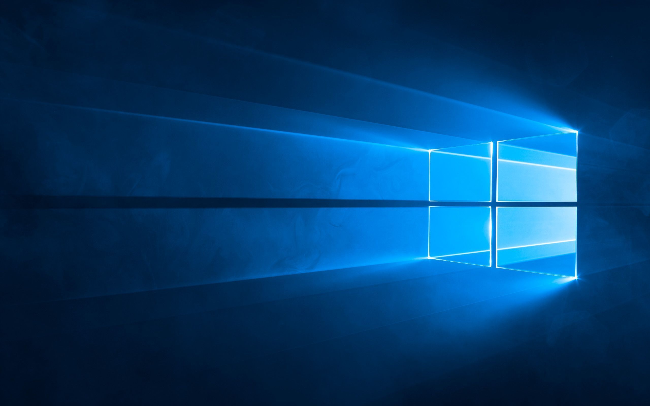 Windows 10, Logo, Microsoft, Lichtstrahlen, Blau, 16:10, 2K-Hintergrundbild für den Desktop