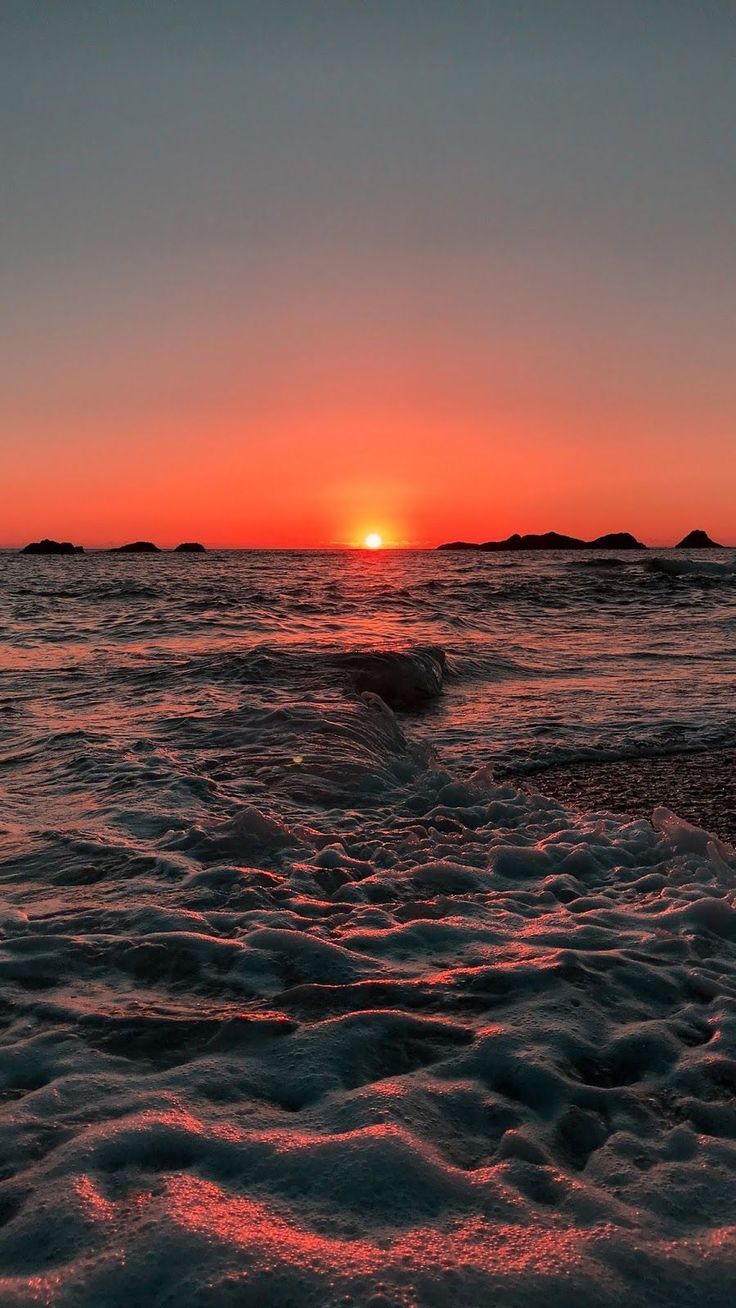 Felsenküste, Sonnenuntergang, Roter Horizont, Steine, Dämmerung, HD, Handy-Hintergrundbild