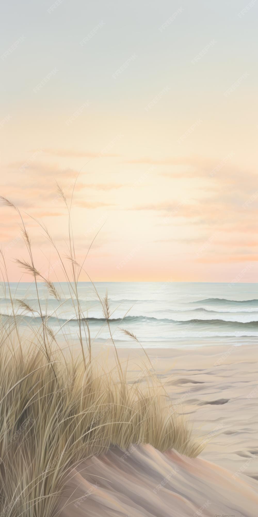 Dünengras, Strand, Pastellfarben, Meer, Sonnenaufgang, HD, Sperrbildschirm fürs iPhone