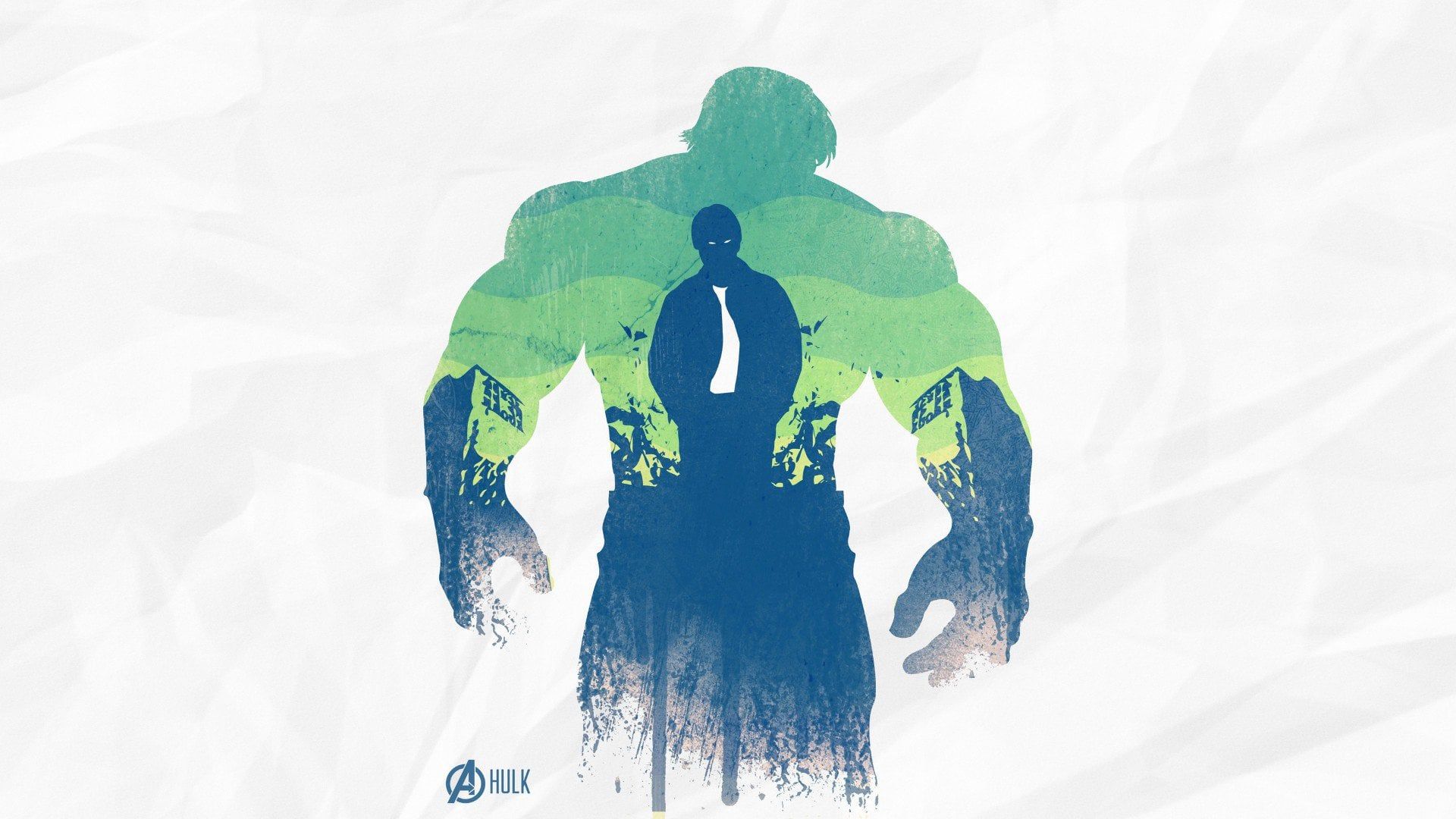 Hulk, Bruce Banner, Avengers, Doppelbelichtung, Silhouette, Minimalistisch, Full HD, PC-Hintergrundbild