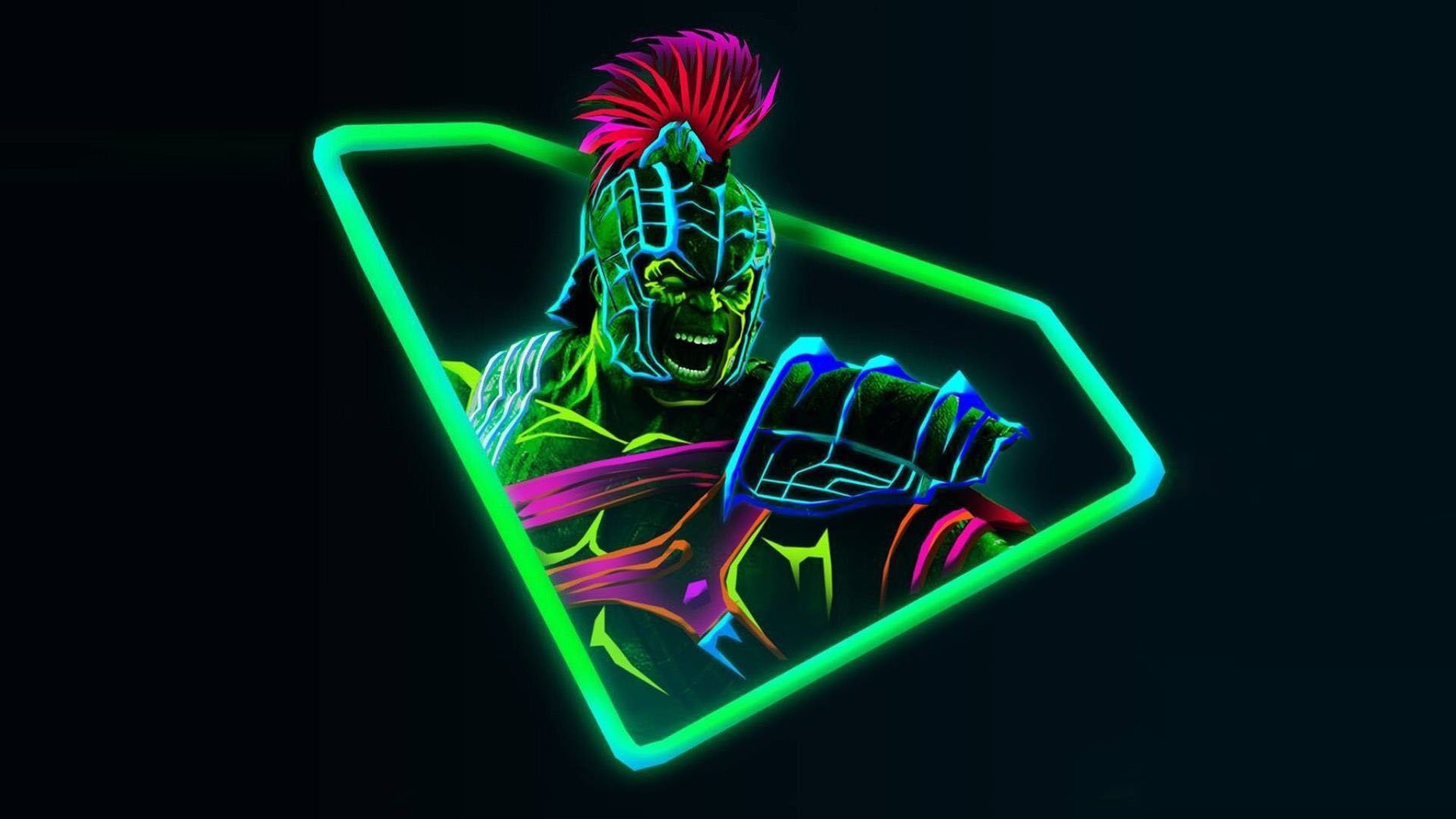 Hulk, Thor: Tag der Entscheidung, Gladiator, Neon, Strichgrafik, Full HD, Laptop-Hintergrundbild