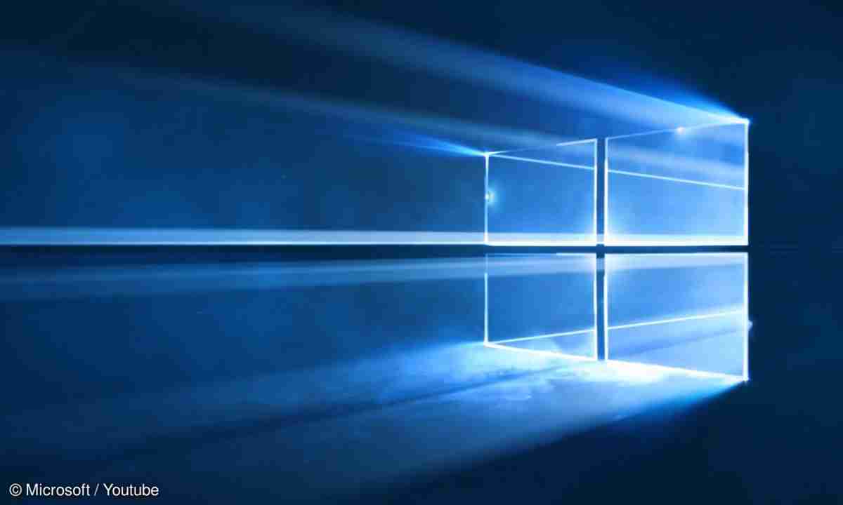 Windows 10, Windows-Logo, Lichtstrahlen, Blau, Spiegelung, Dunkel, Hintergrundbild