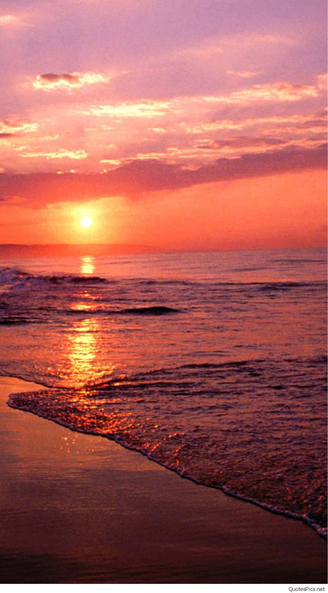 Strand, Sonnenuntergang, Roter Himmel, Wellen, Spiegelung, HD, Handy-Hintergrund