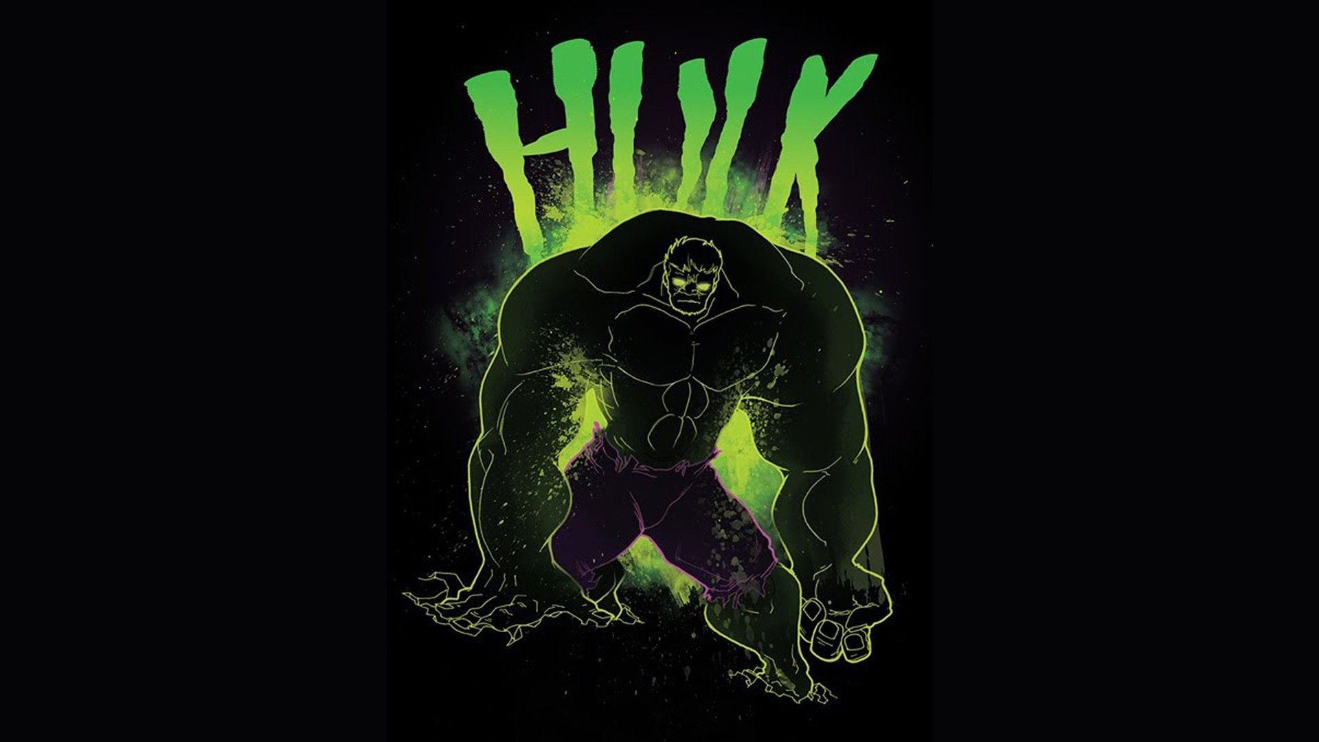 Hulk, Schriftzug, Comic-Stil, Schwarzer Hintergrund, Full HD Wallpaper