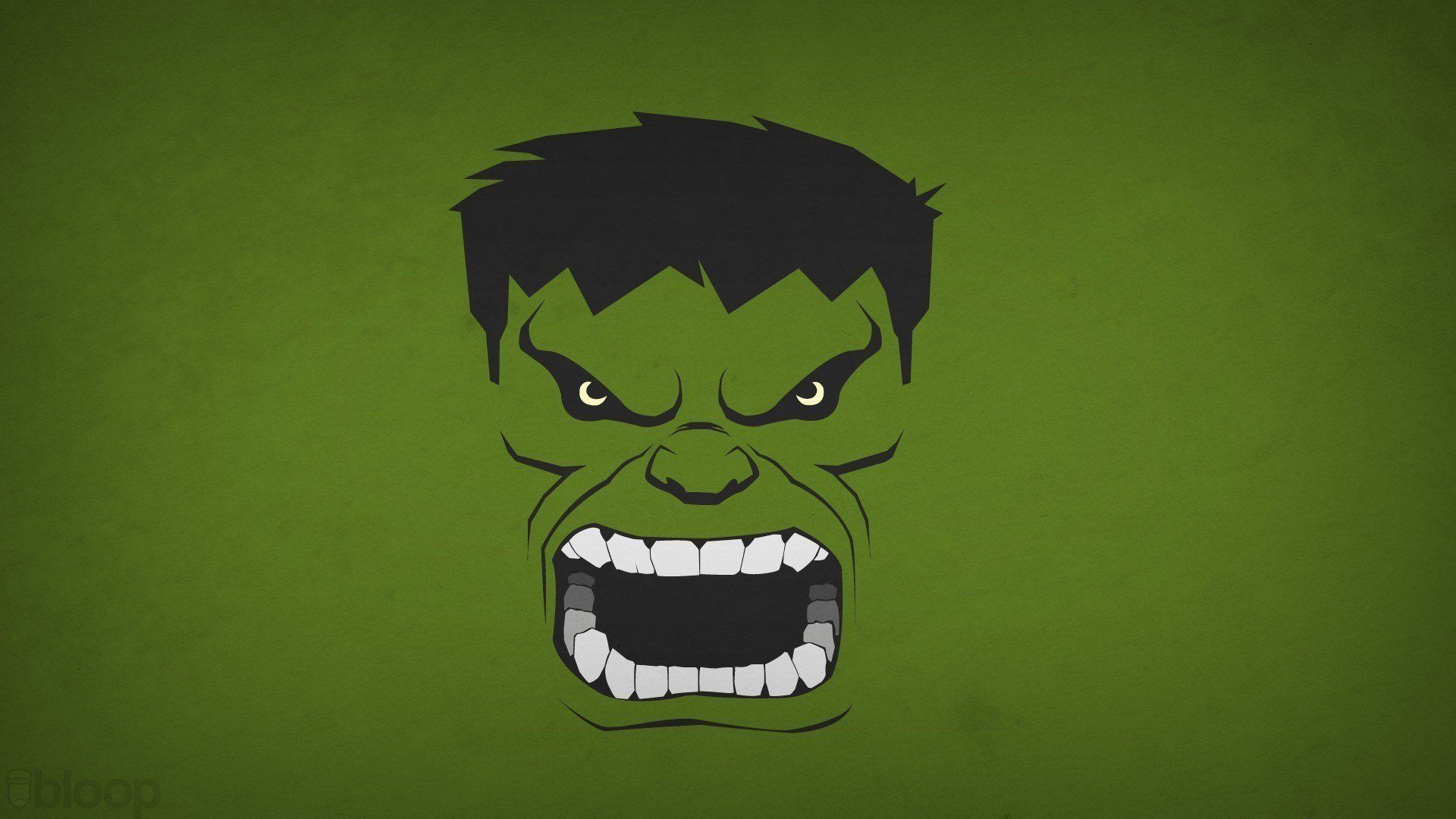 Hulk, Gesicht, Minimalistisch, Flachdesign, Grüner Hintergrund, Full HD Wallpaper