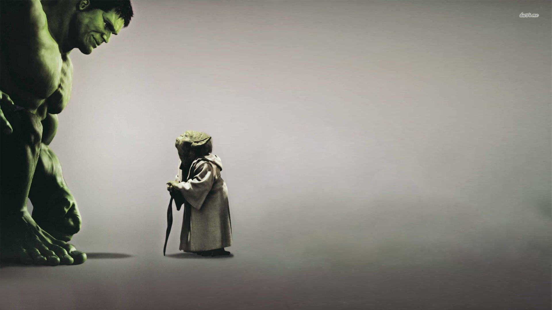Hulk, Yoda, Star Wars, Crossover, Grau, Full HD 1080p, Desktop-Hintergrundbild