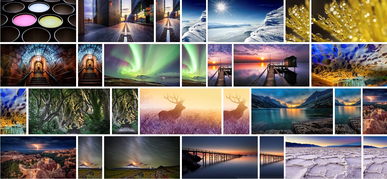 Collage, Windows-Blickpunkt, Landschaften, Nordlicht, Hirsch, HD-Hintergrundbild für PC