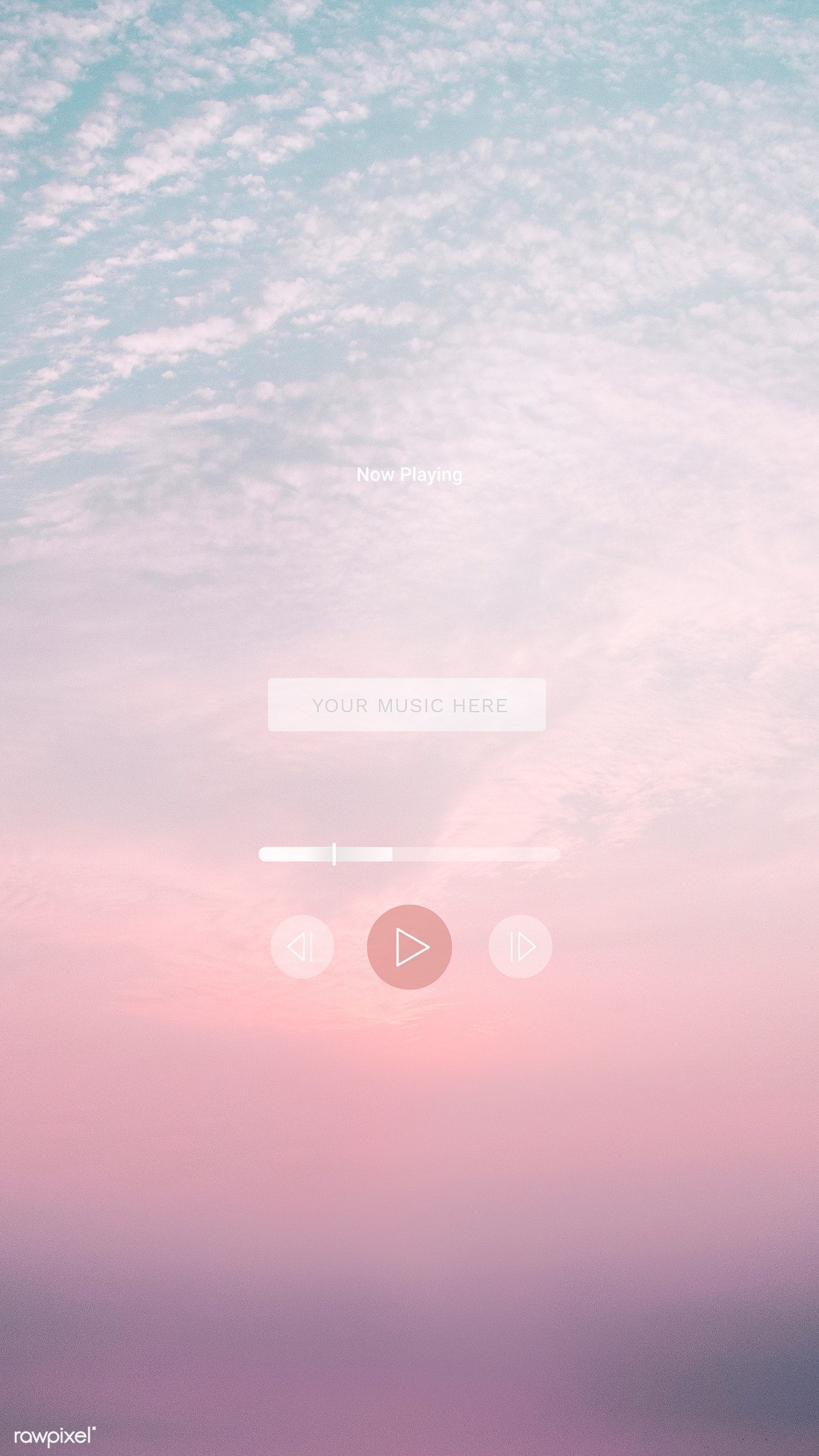 Musikplayer, Wolkenhimmel, Rosa, Pastell, Minimalistisch, Full HD, Handy-Hintergrund