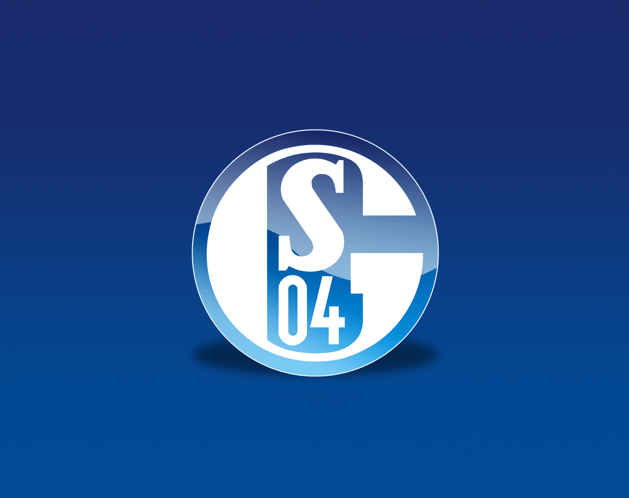 FC Schalke 04, 3D-Logo, Blauer Hintergrund, Glanz, Fußballverein, Wallpaper