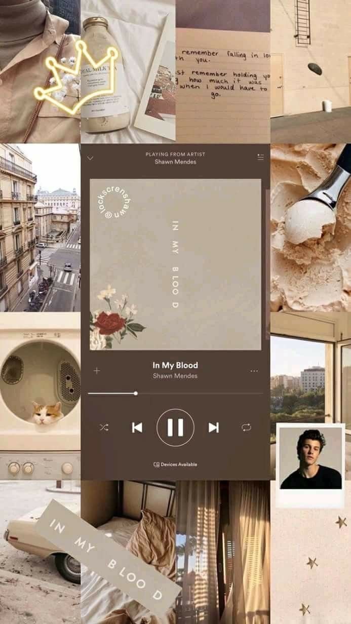 Collage, Musikplayer, Beige, Ästhetik, Vintage, Hintergrundbild für iPhone und Android