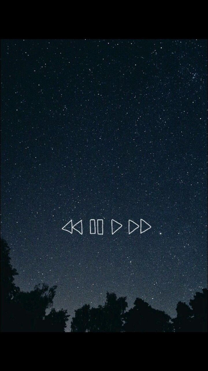 Player-Tasten, Sternenhimmel, Nacht, Dunkel, Minimalistisch, Android-Hintergrundbild