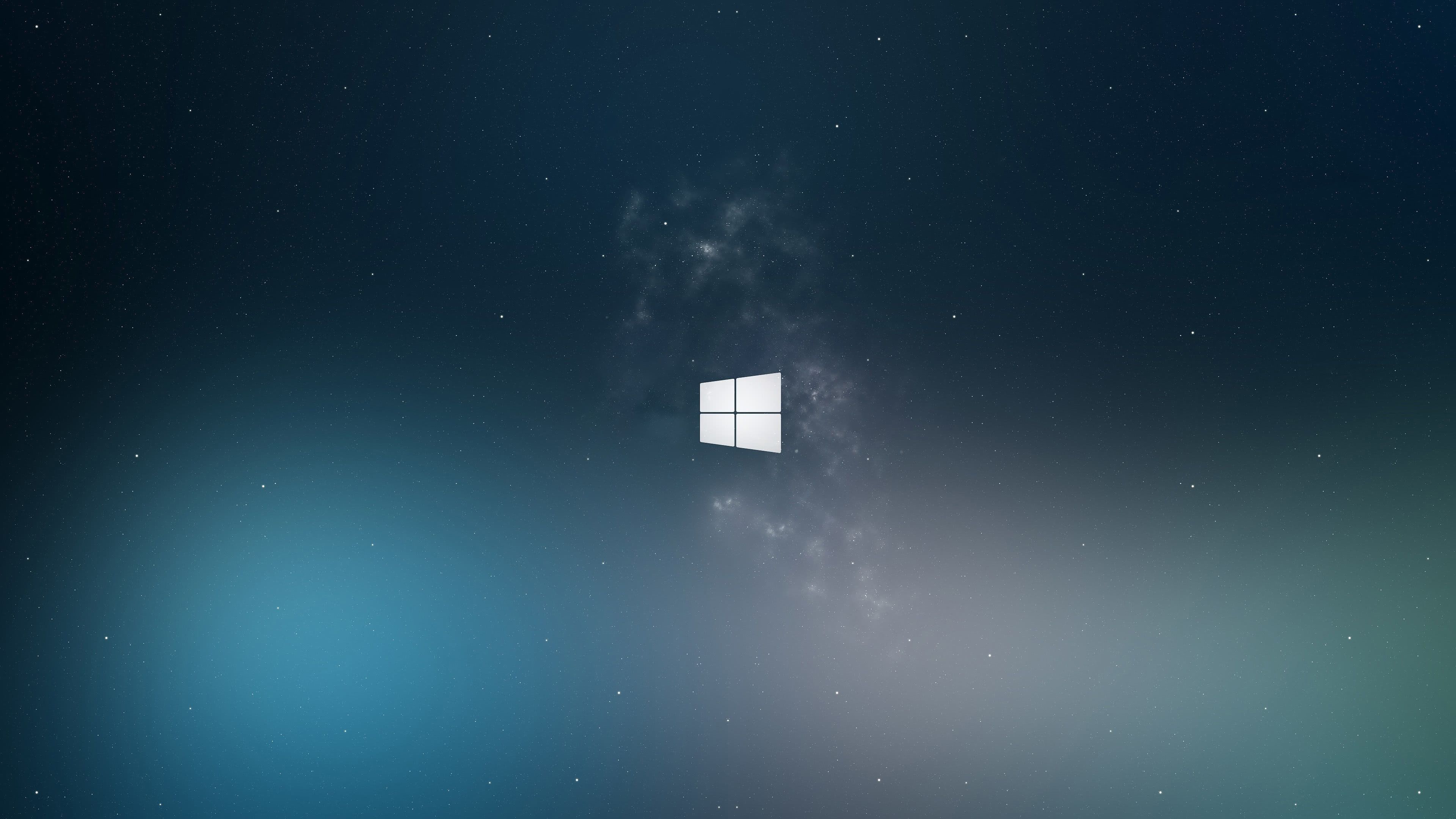 Windows-Logo, Milchstraße, Sternenhimmel, Dunkel, Minimalistisch, 3840x2160, PC-Hintergrundbild