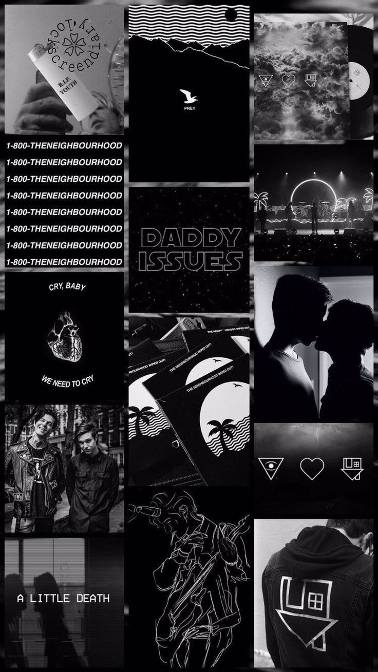 Collage, Schwarz-Weiß, Albumcover, Monochrom, Düster, HD, Handy-Hintergrund im Hochformat